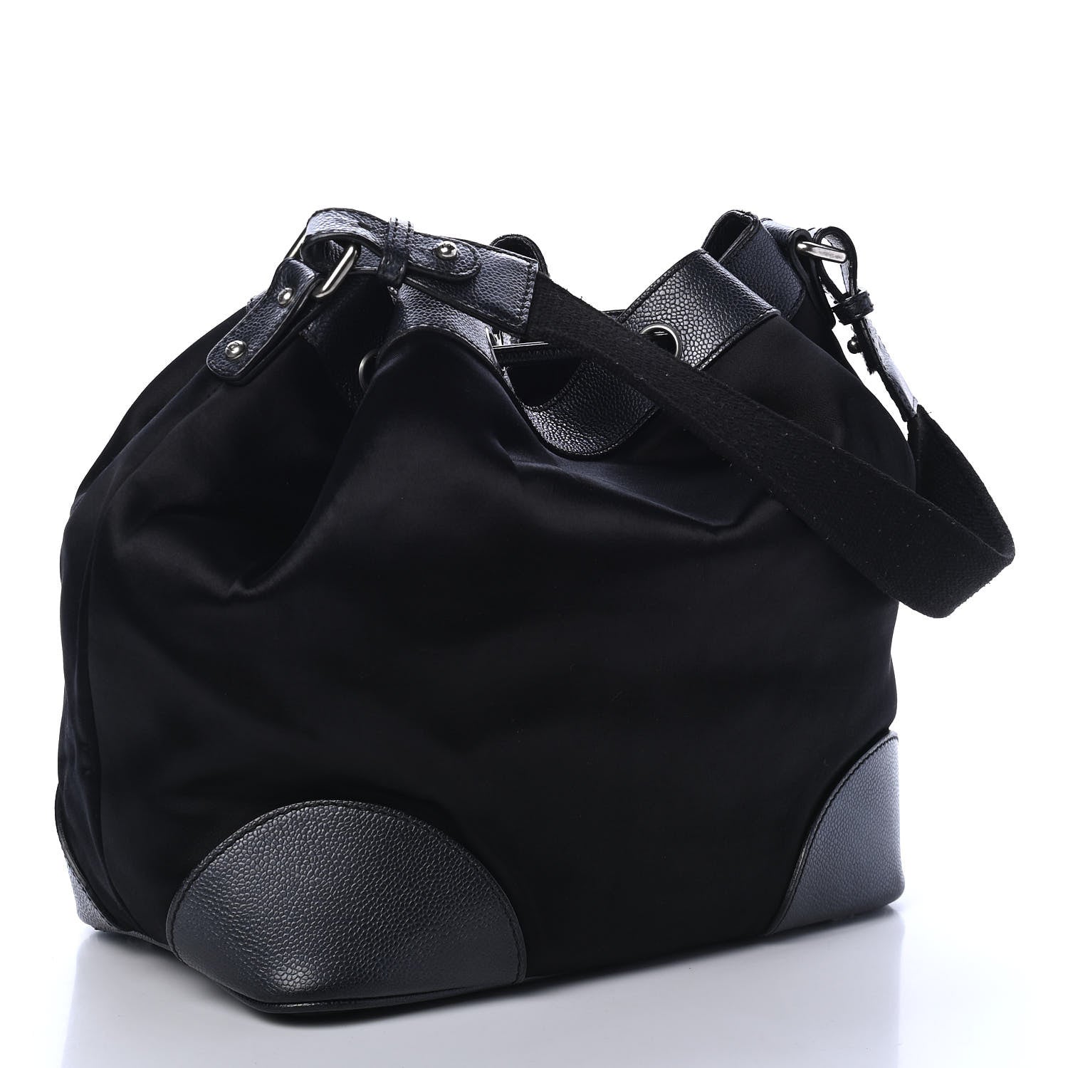 Chanel Satin Caviar CC Drawstring Bucket Bag Black 2 of 4