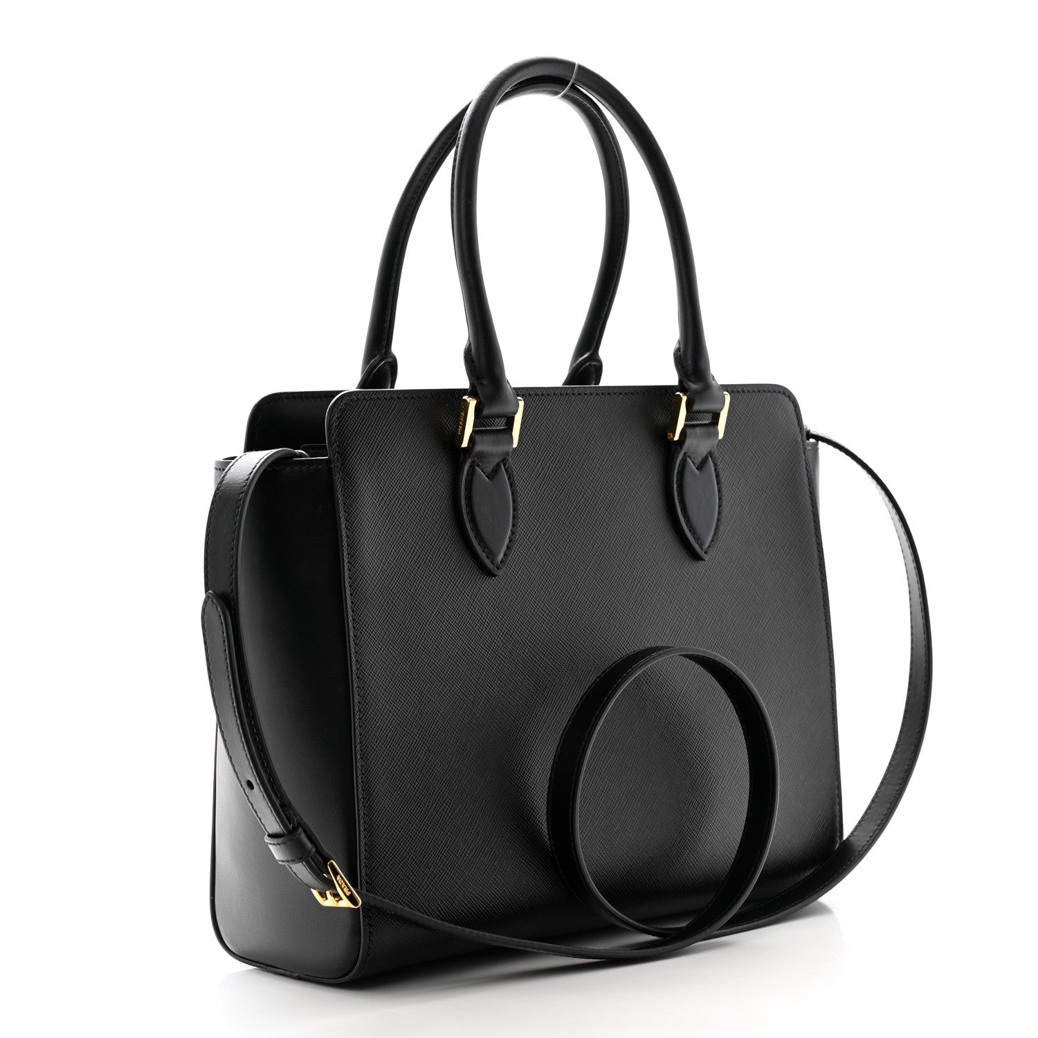 Prada Saffiano Soft Calfskin Small Zippered Tote Black 3 of 9