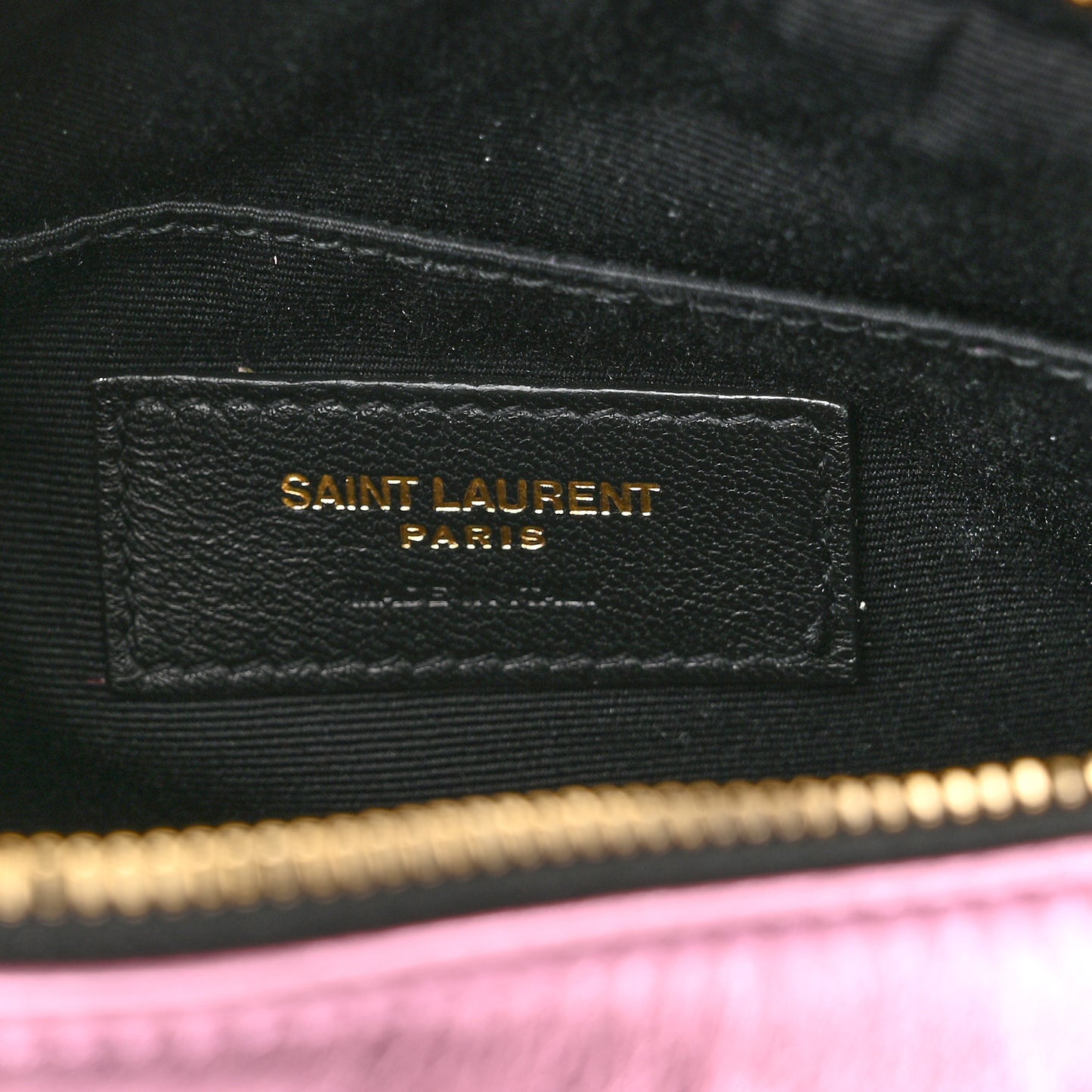 Metallic Calfskin Matelasse Monogram Lou Belt Bag Vegas Pink