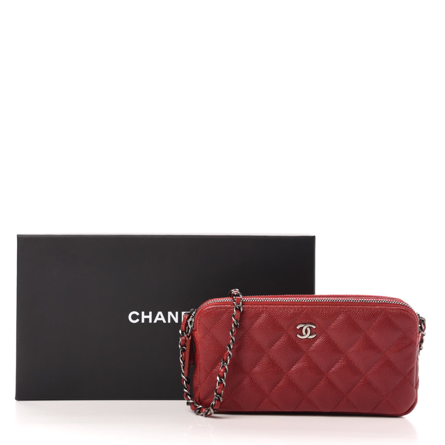 Chanel Caviar Quilted Small Clutch With Chain Red 12 of 12