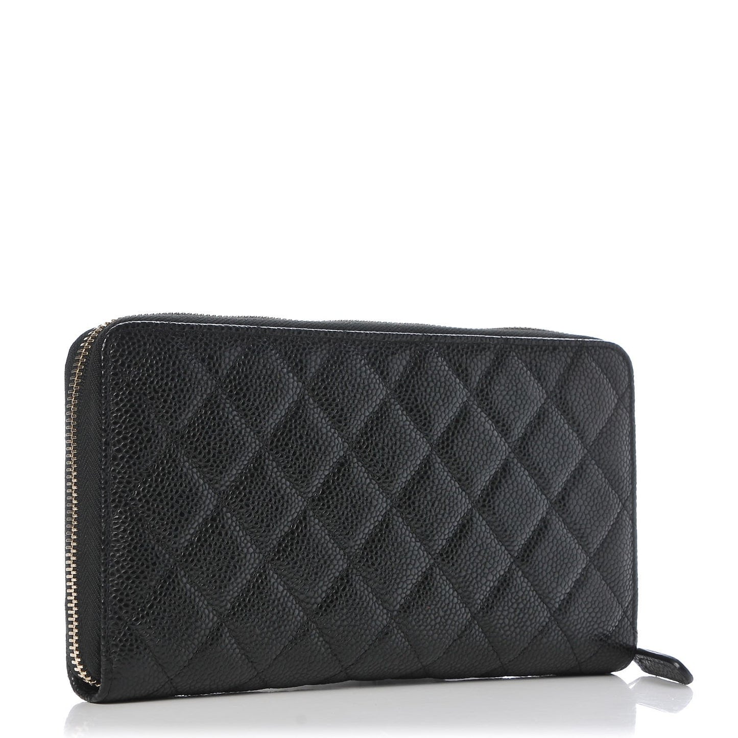 Caviar Quilted Large Zip Around Organizer Wallet Black