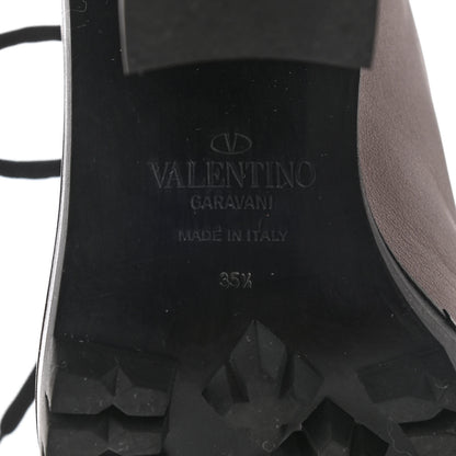 Valentino Garavani Calfskin Rockstud Lace-Up Ankle Boots 35.5 Poudre Black 6 of 9