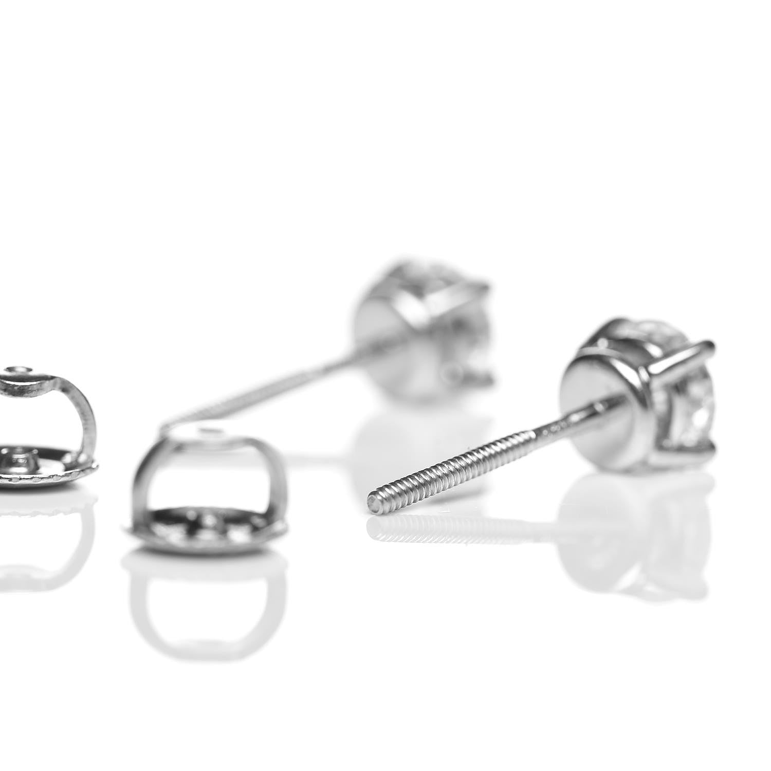 Tiffany Platinum Diamond 1ctw Round Solitaire Earrings 3 of 3