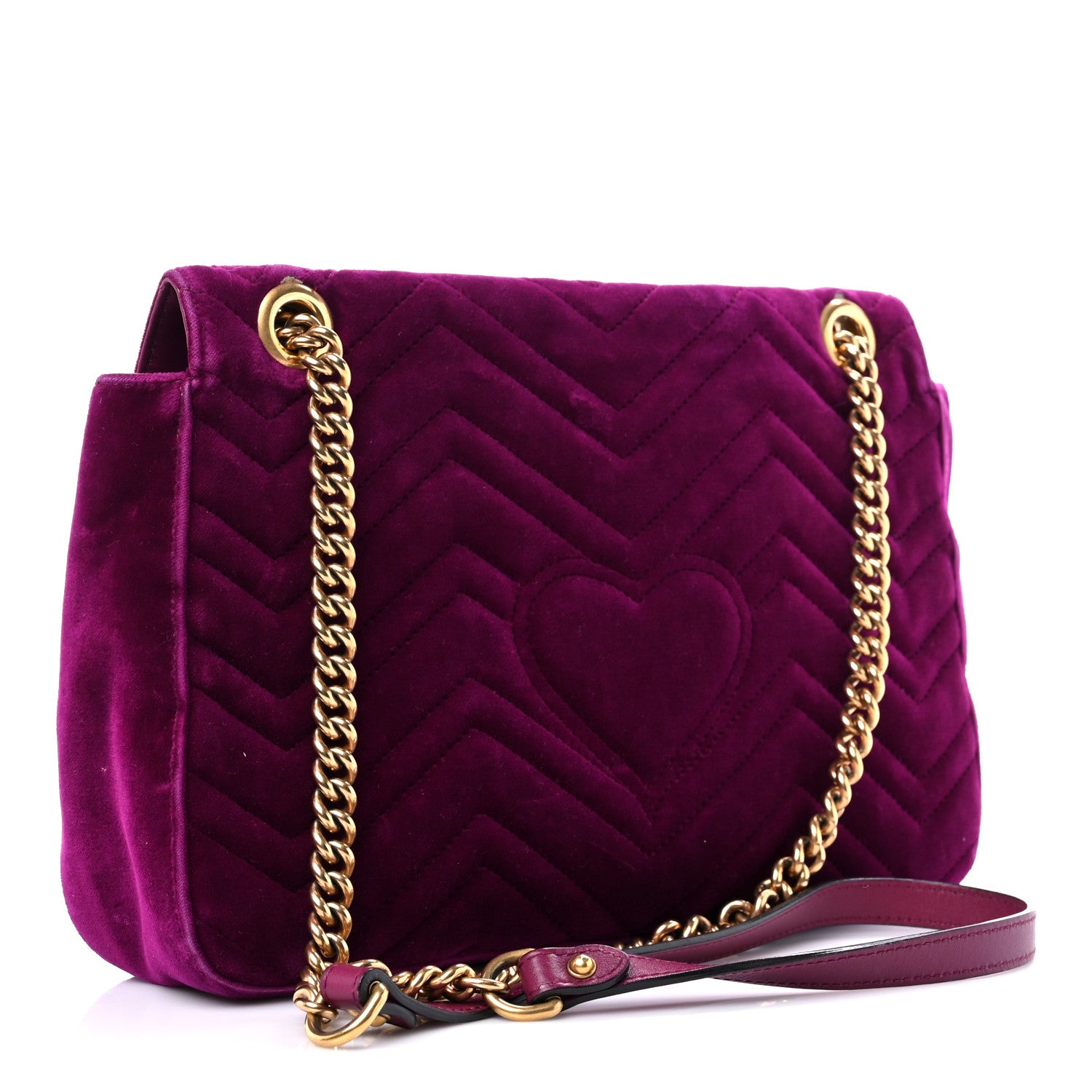 Gucci Velvet Matelasse Medium GG Marmont Shoulder Bag Fuchsia Violet Cyclamen 3 of 25