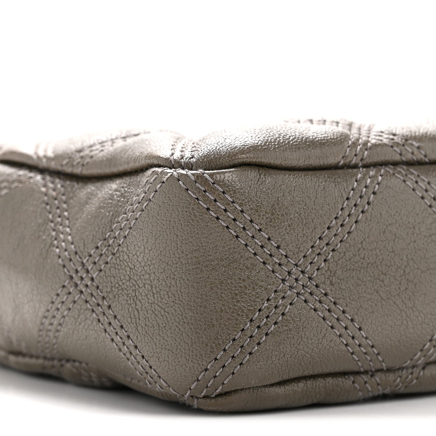 Grained Lambskin Quilted Mini Becky Double Zip Bag Taupe