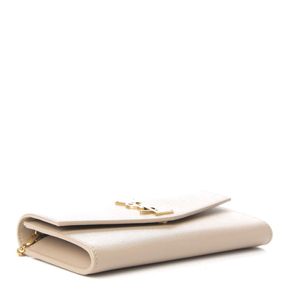 Saint Laurent Grain De Poudre Monogram Uptown Chain Wallet Dark Latte 5 of 12
