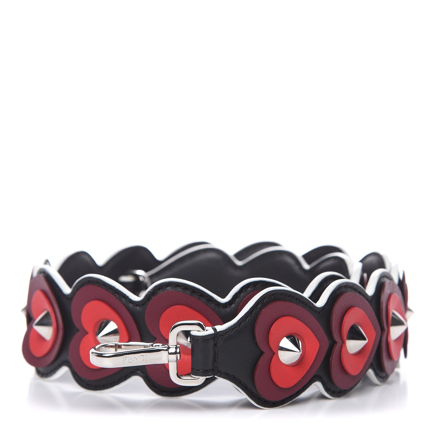 Fendi Vitello Dolce Heart Spike Studded Strap You Black Multicolor 1 of 4
