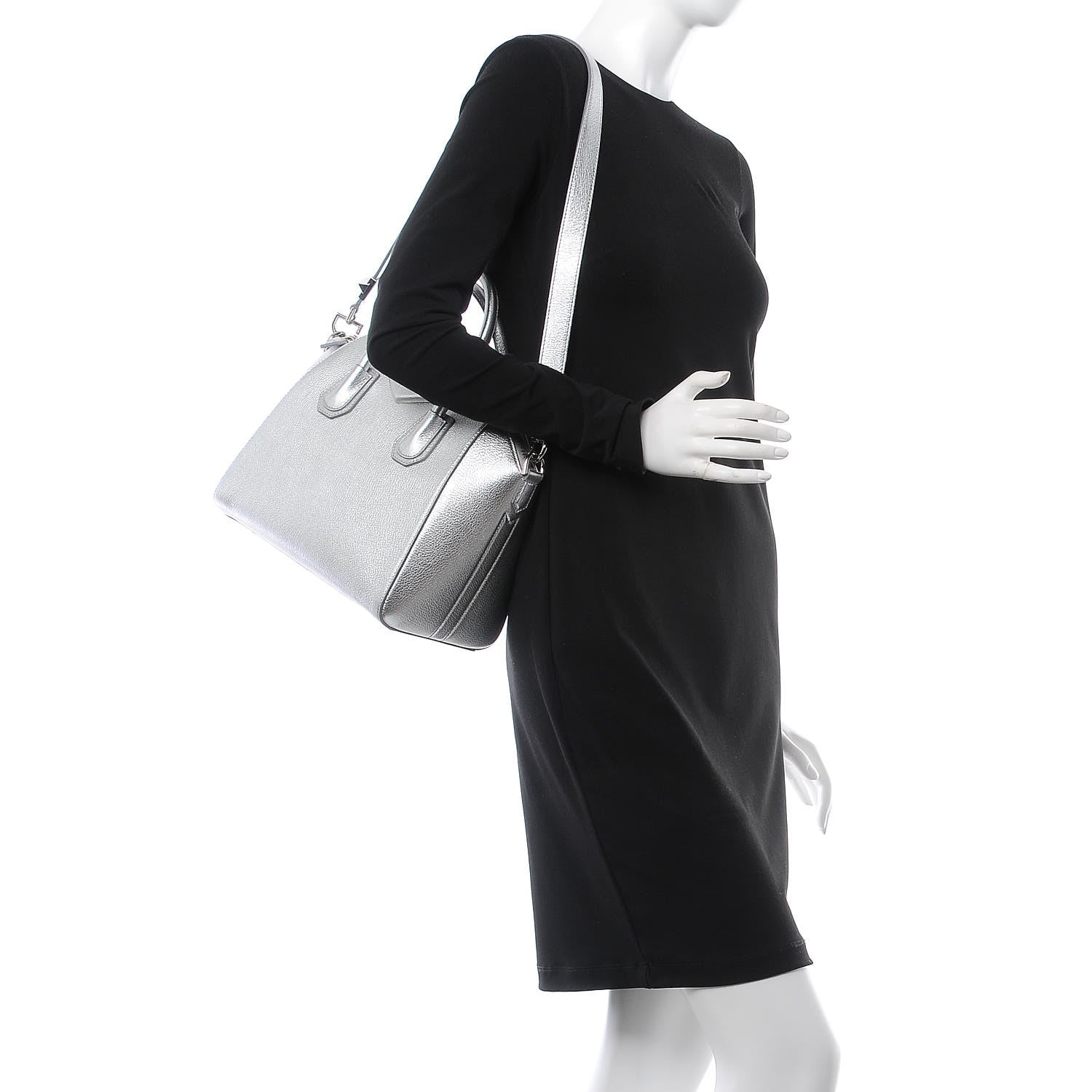 Givenchy Metallic Sugar Goatskin Small Antigona Silver 3 of 8