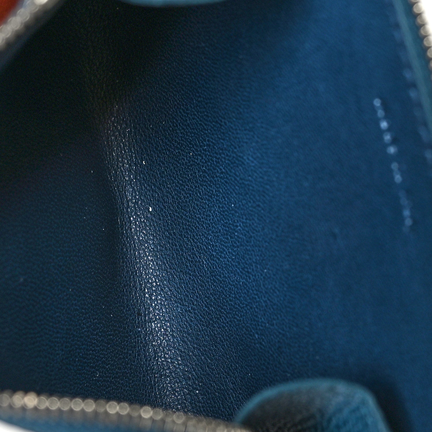 Celine Drummed Calfskin Medium Half Zip Multifunction Wallet Coin Purse Blue 5 of 8