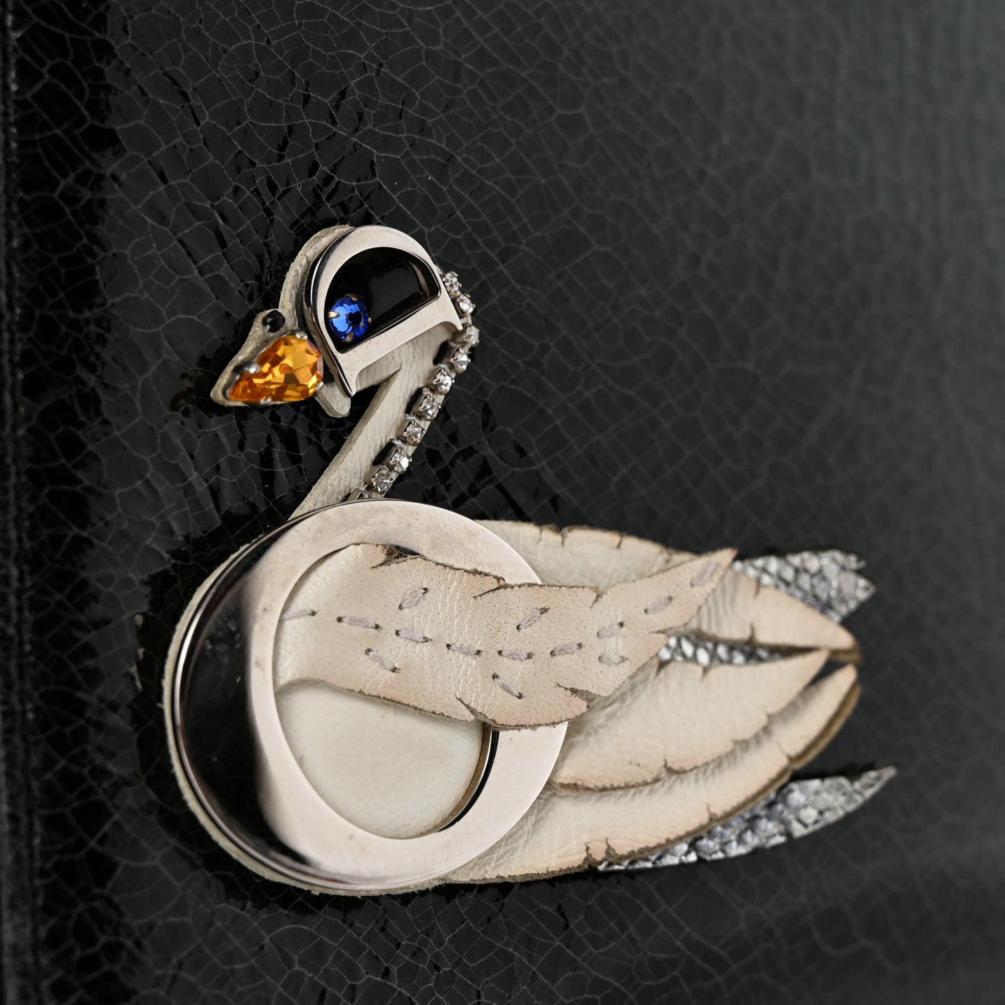 Ceramic Effect Deerskin Jeweled Swan Lady Dior Black