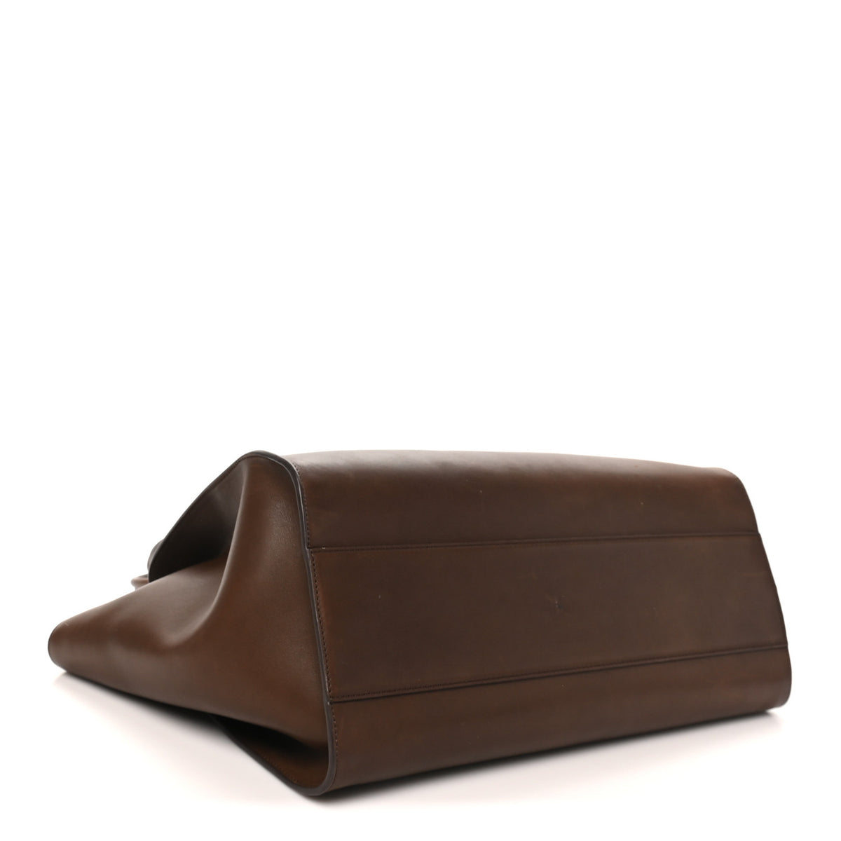 Polished Saddle Calfskin Marlo 17 Tote Bag Deep Brown