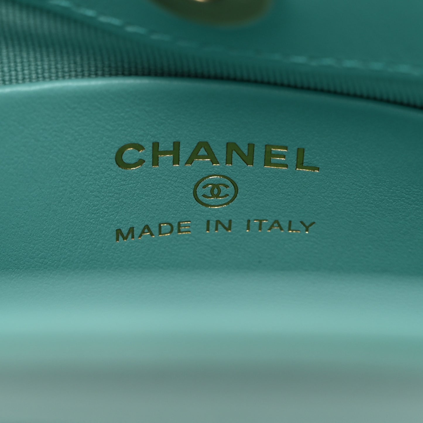 Shiny Crumpled Calfskin Quilted Nano 31 Shopping Bag Turquoise