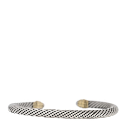David Yurman Sterling Silver 14K Yellow Gold Cultured Pearl 5mm Cable Classics Petite Color Bracelet 2 of 3