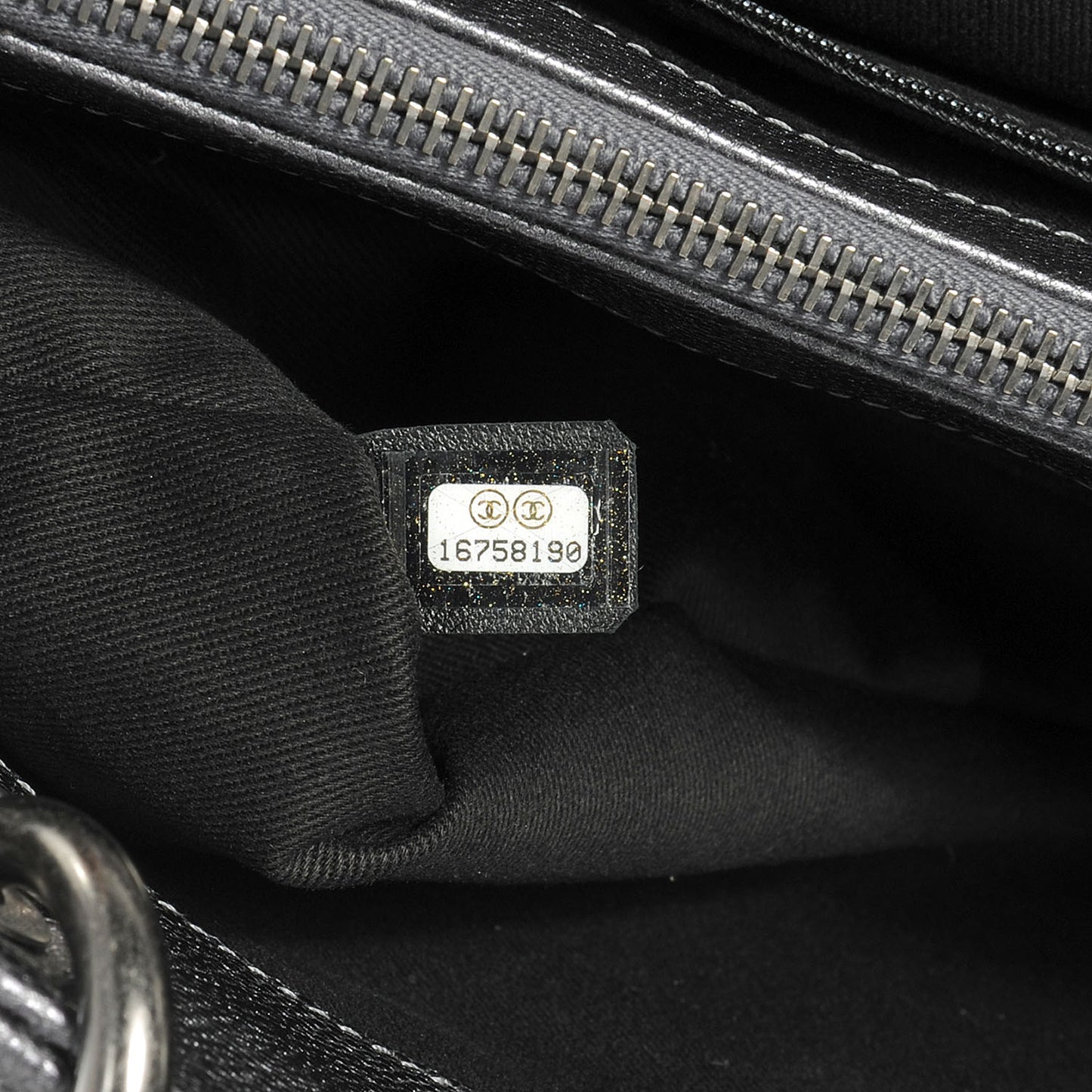 Caviar Timeless CC Large Zip Shopping Tote Dark Silver