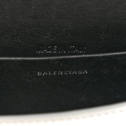 Balenciaga Metallic Calfskin Crocodile Embossed Hourglass Top Handle Bag Mini with Chain Silver 6 of 10