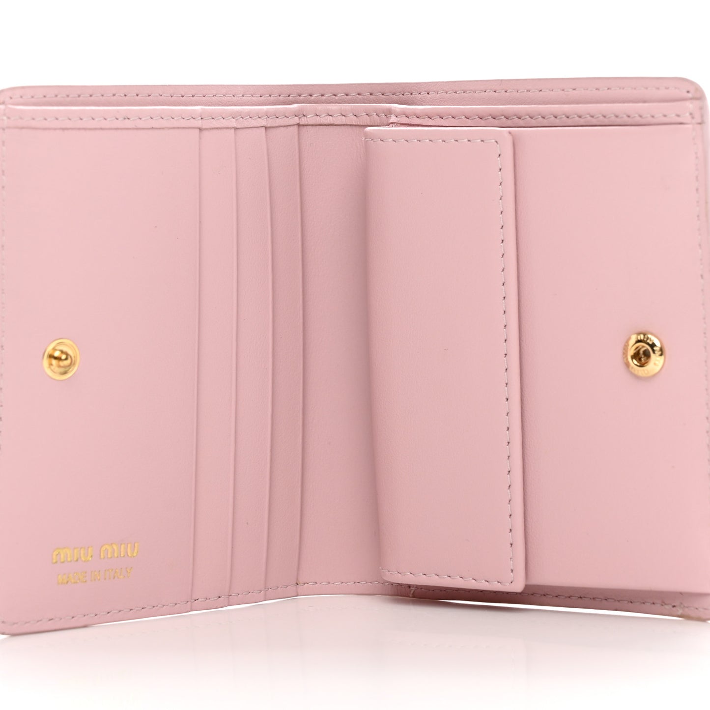 Calfskin Logo Embossed Bi-Fold Compact Wallet Alabastro