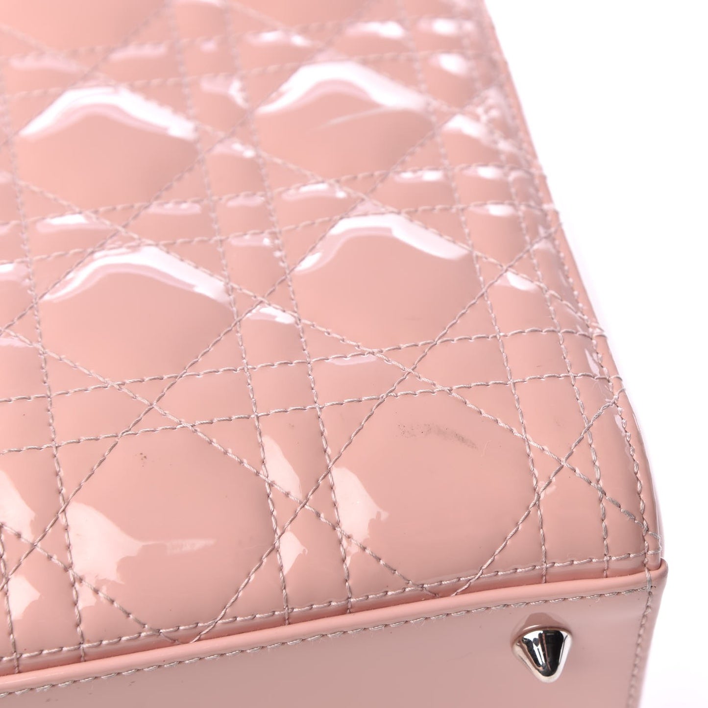 Patent Cannage Medium Lady Dior Rose Clair