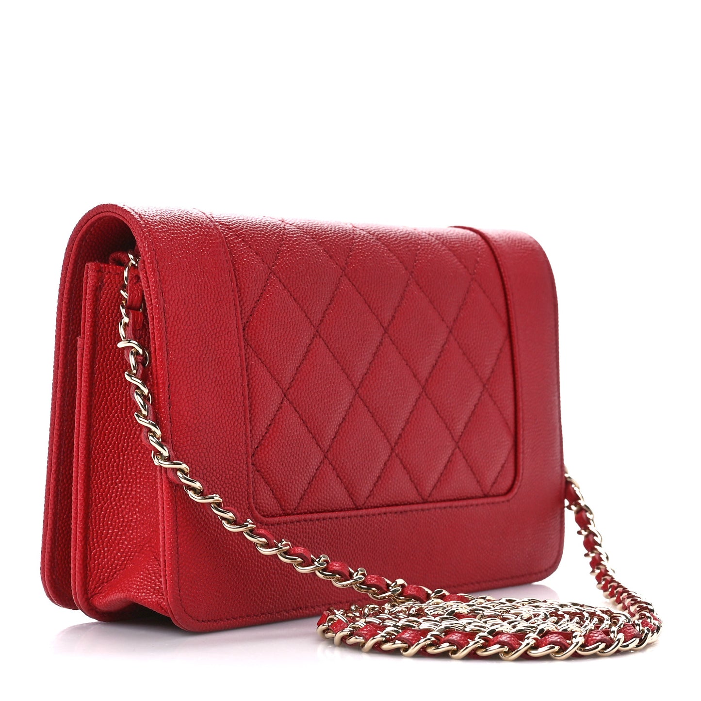 Caviar Quilted Vintage Mademoiselle Wallet On Chain WOC Red