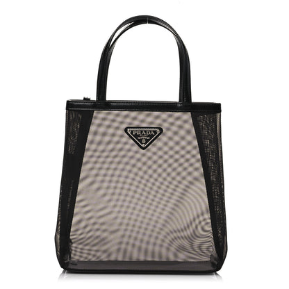 Prada Mesh Small Tote Bag Black 3 of 14