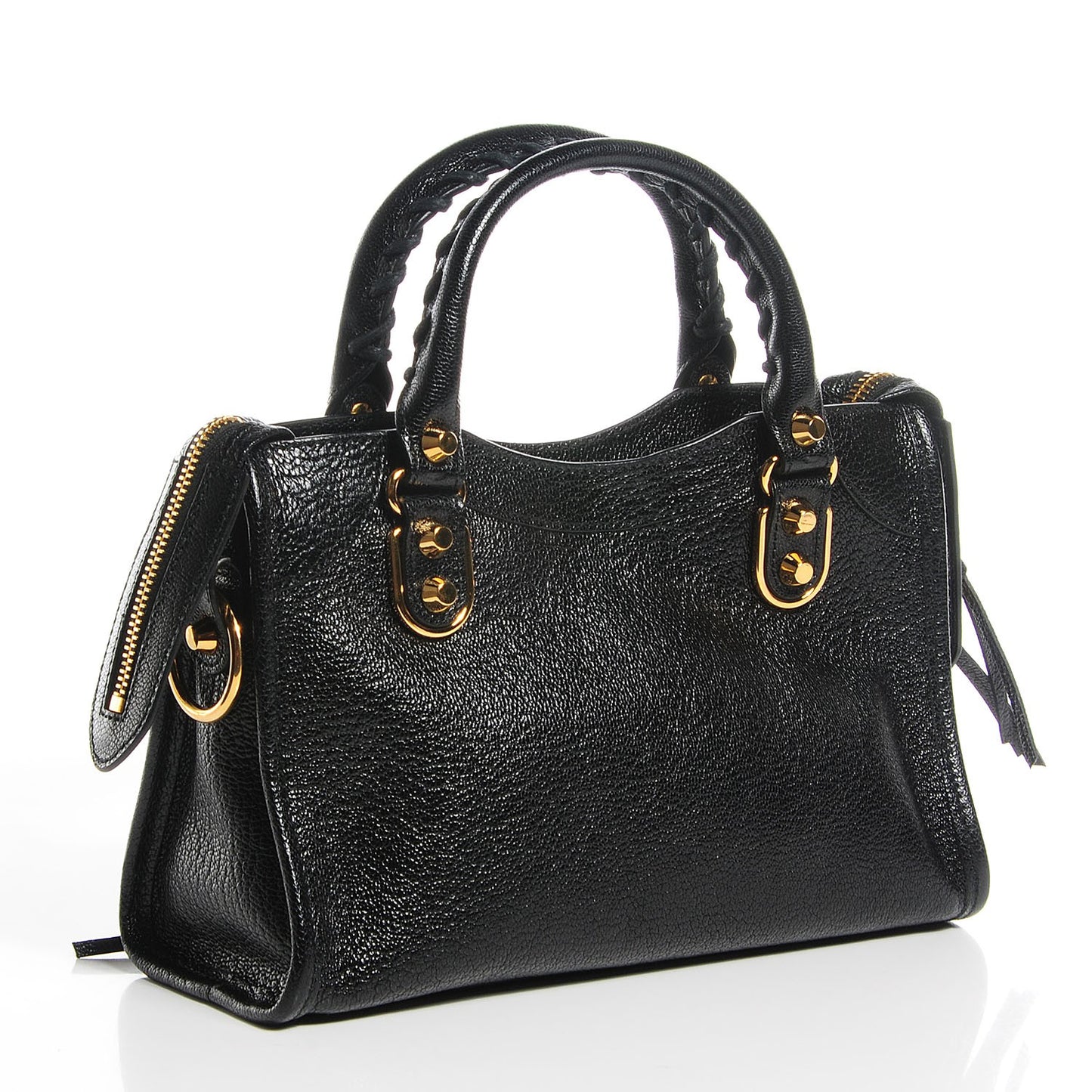 Chevre Gold Metallic Edge Hardware Mini City Black