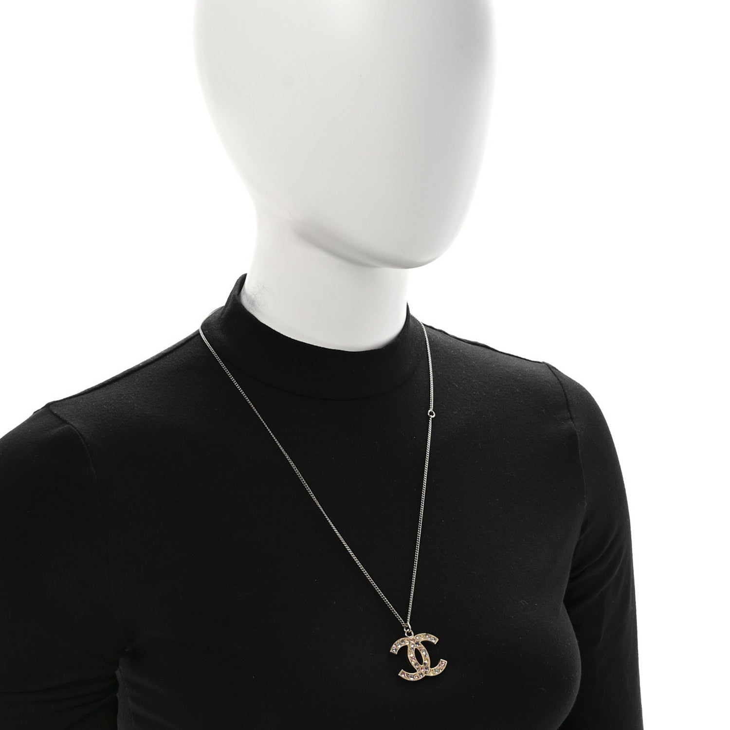 Chanel Crystal CC Necklace Light Gold Multicolor 2 of 7