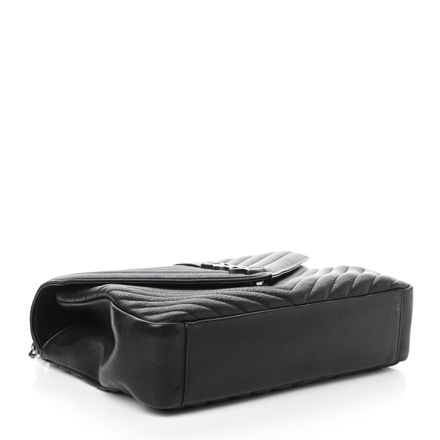 Saint Laurent Sheepskin Matelasse Chevron Monogram Monochrome Large College Satchel Black 4 of 9