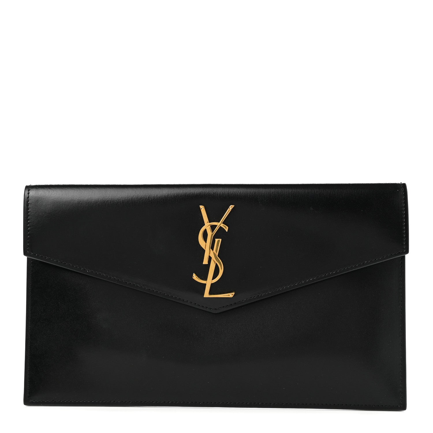 Saint Laurent Smooth Shiny Calfskin Monogram Uptown Pouch Black 1 of 8