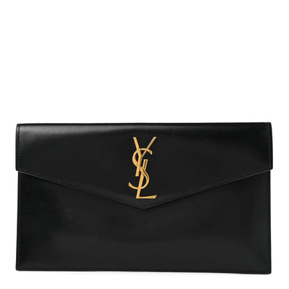 Saint Laurent Smooth Shiny Calfskin Monogram Uptown Pouch Black 1 of 8