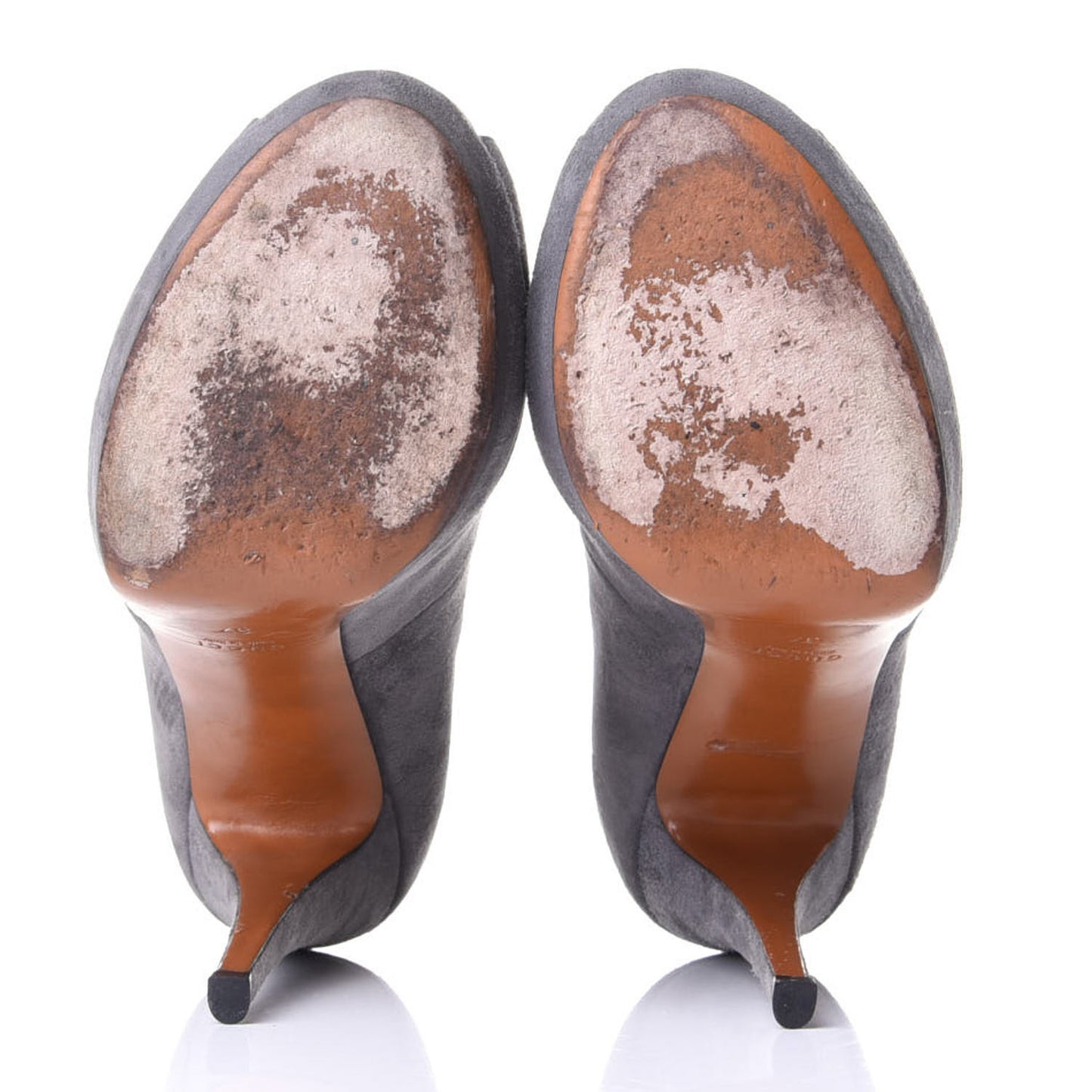 Suede T Strap Platform Pumps 37 Gray
