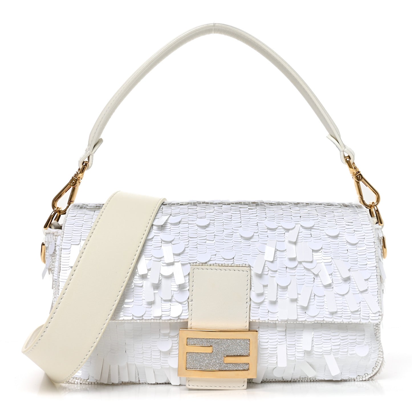 Sequin Paillettes Vitello Grace Sex and the City Baguette White