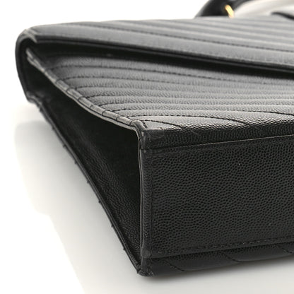 Saint Laurent Grain De Poudre Matelasse Chevron Large Monogram Satchel Black 8 of 13