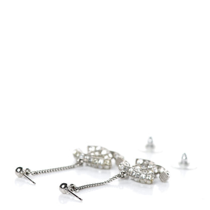 Chanel Baguette Crystal CC Drop Earrings Silver 4 of 4