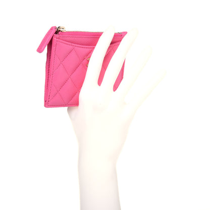Chanel Caviar Quilted CC Zip Card Holder Pink 2 of 11