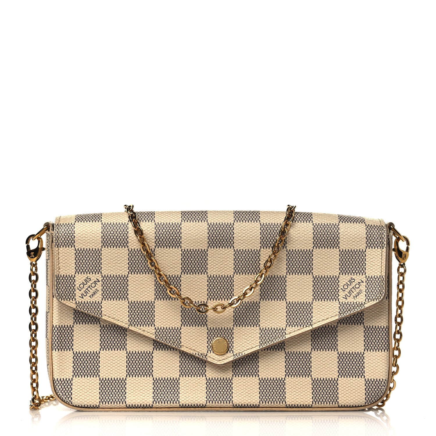 Louis Vuitton Damier Azur Pochette Felicie Chain Wallet Rose Ballerine 1 of 9