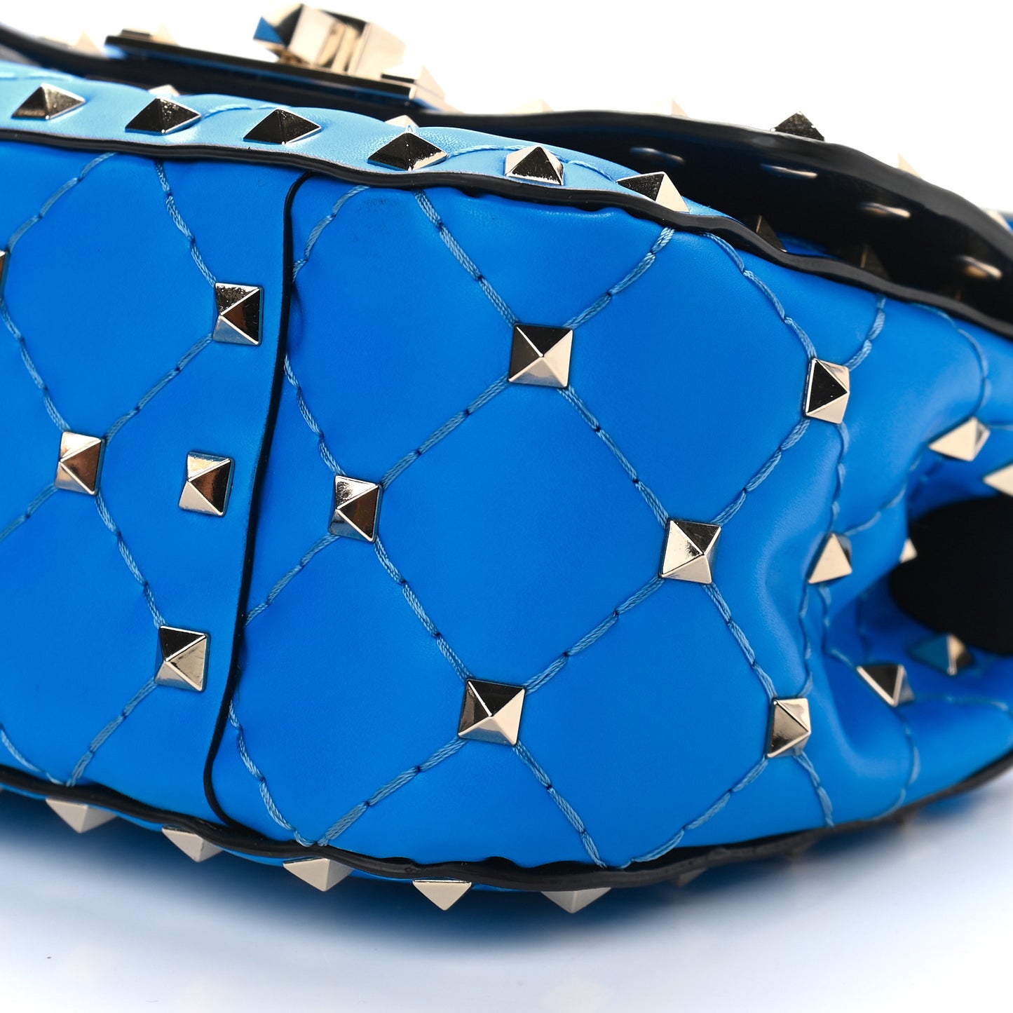Calfskin Micro Rockstud Spike Shoulder Bag Blue Fluo