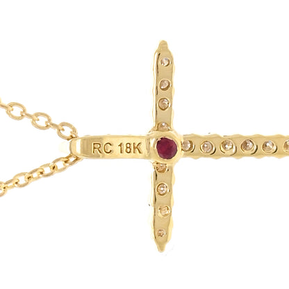 Roberto Coin 18K Yellow Gold Diamond Tiny Treasures Sliver Cross Pendant Necklace 4 of 4