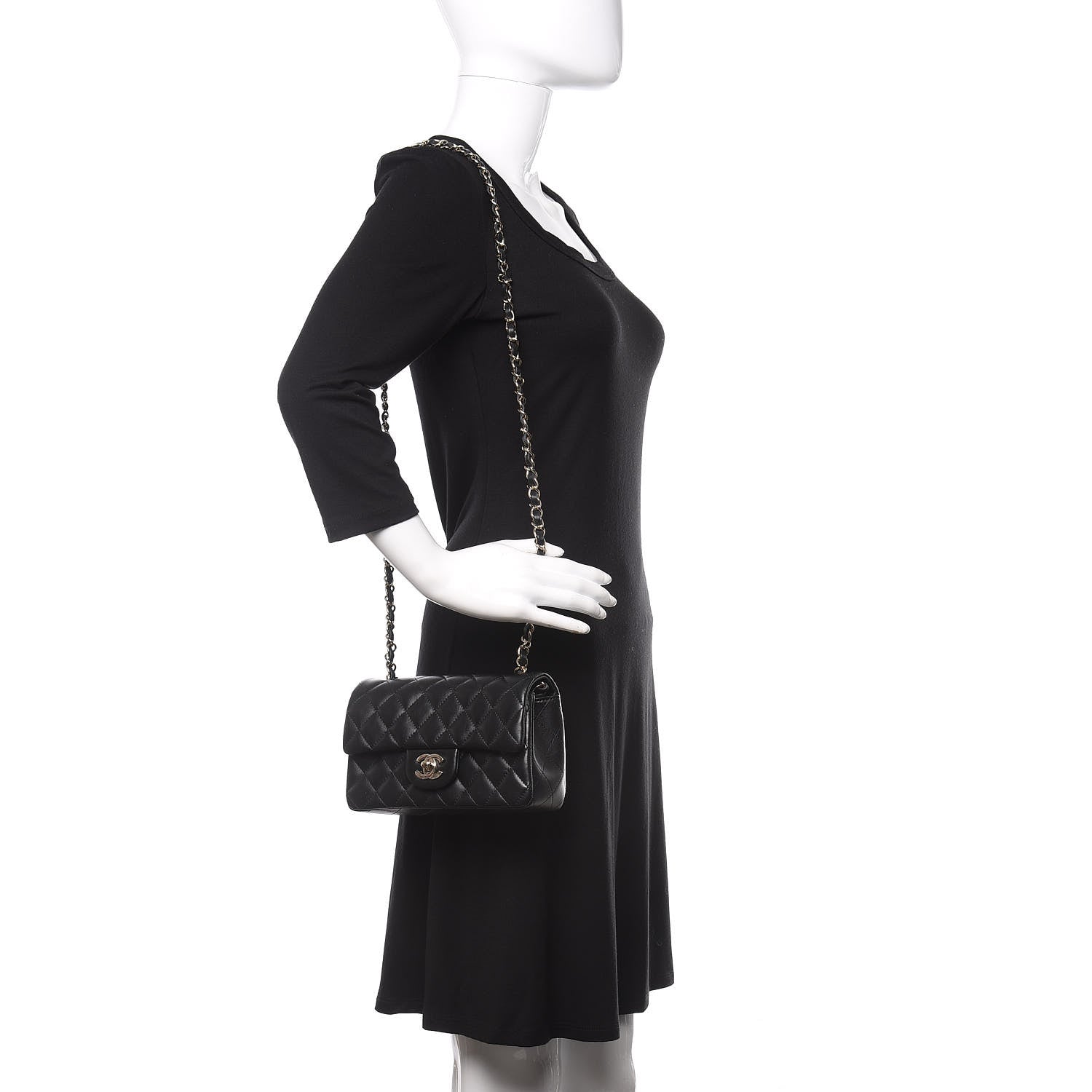 Chanel Lambskin Quilted Mini Rectangular Flap Black 2 of 13