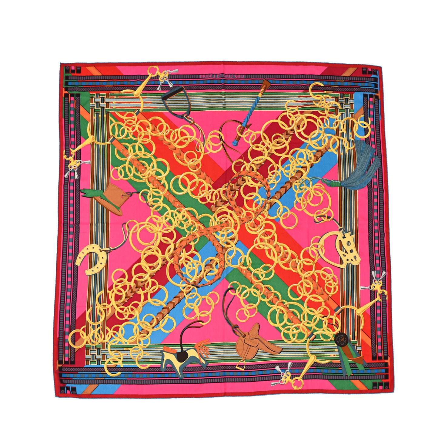 Cashmere Silk Brides Et Gris Shawl 140 Rose Vif Cobalt Vert