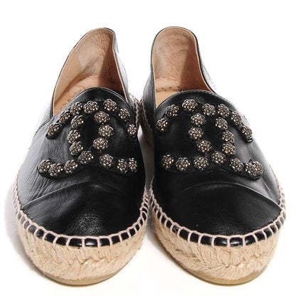 Chanel Lambskin Camellia CC Stud Espadrilles 37 Black 2 of 9