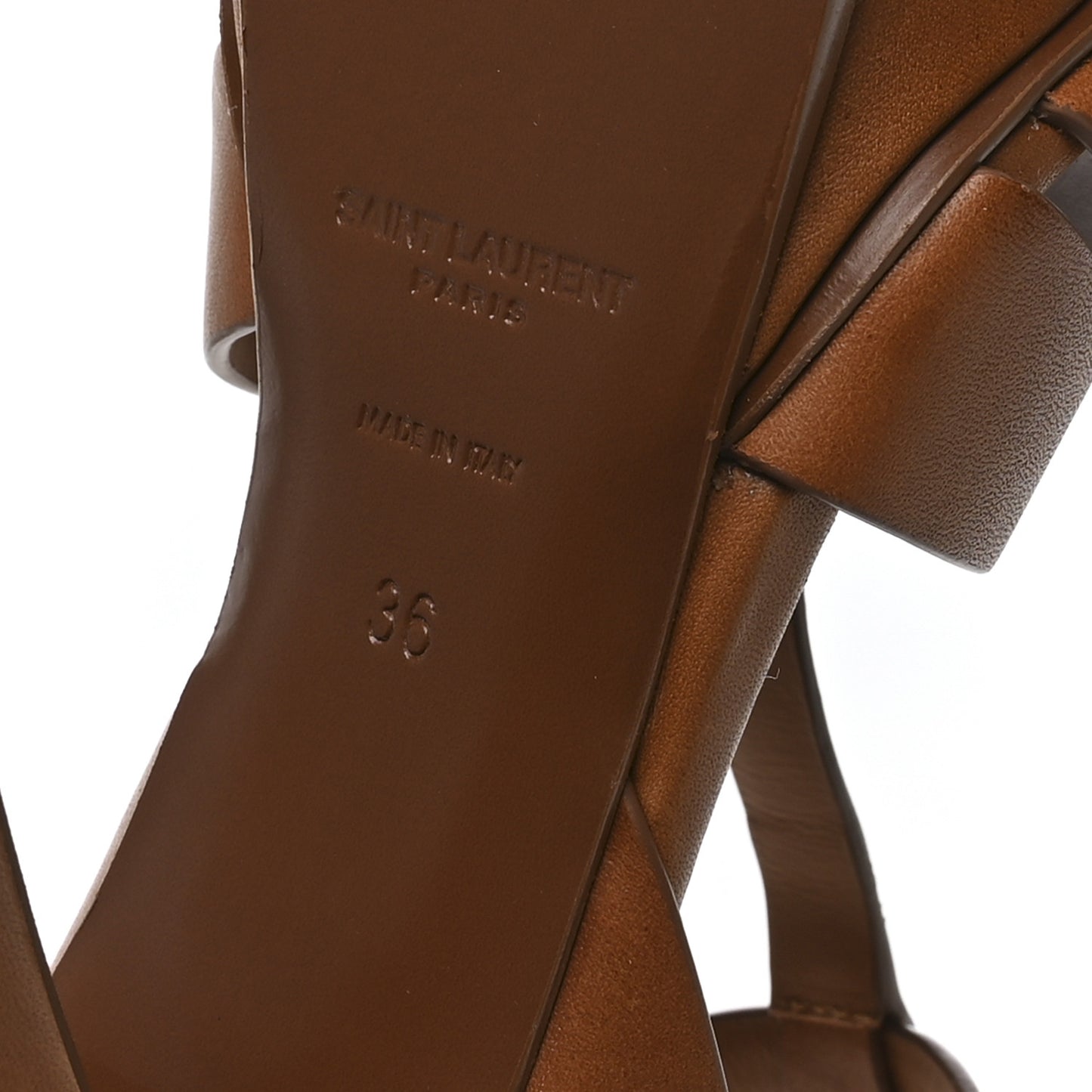 Calfskin Tribute 105 Platform Sandals 36 Amber