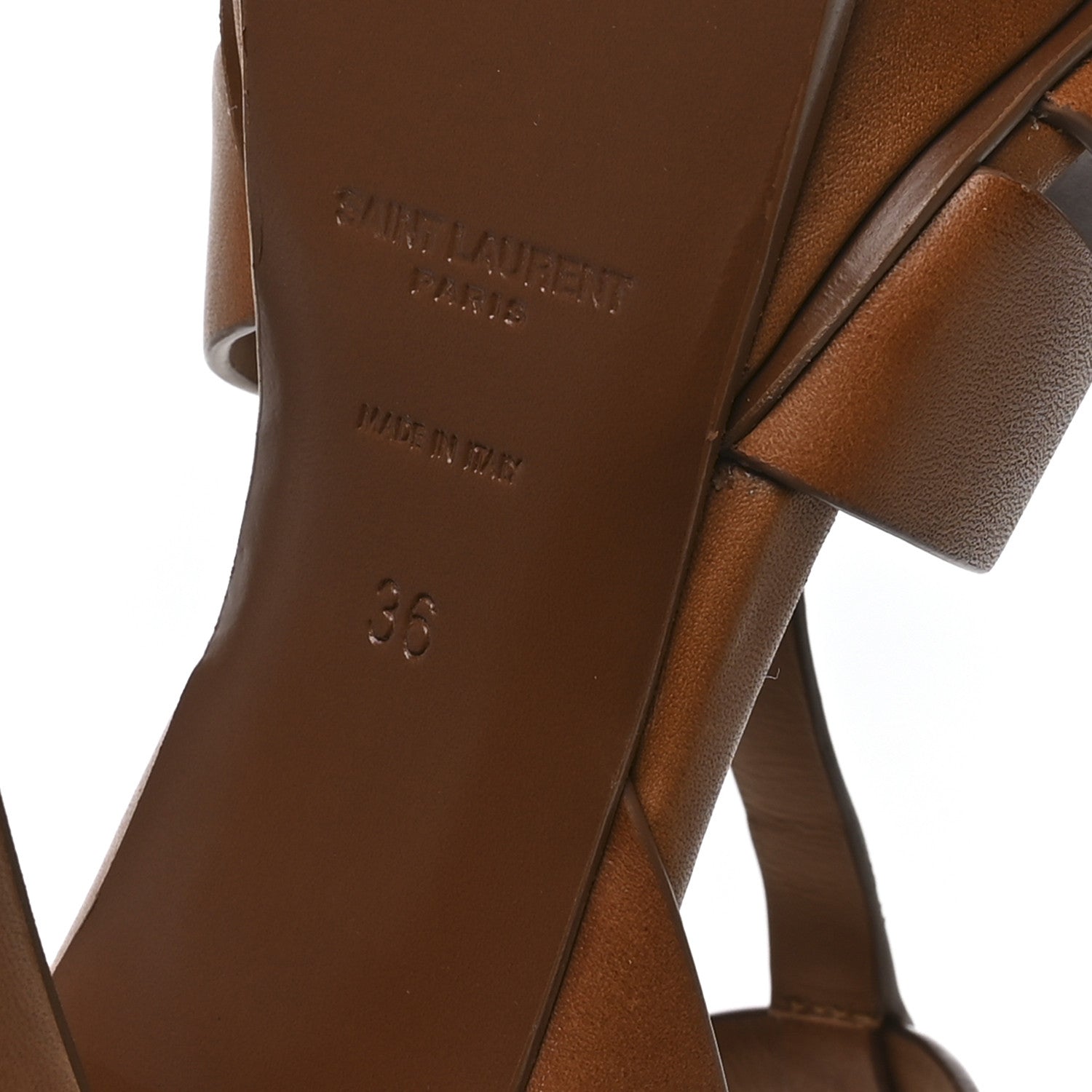 Saint Laurent Calfskin Tribute 105 Platform Sandals 36 Amber 7 of 9