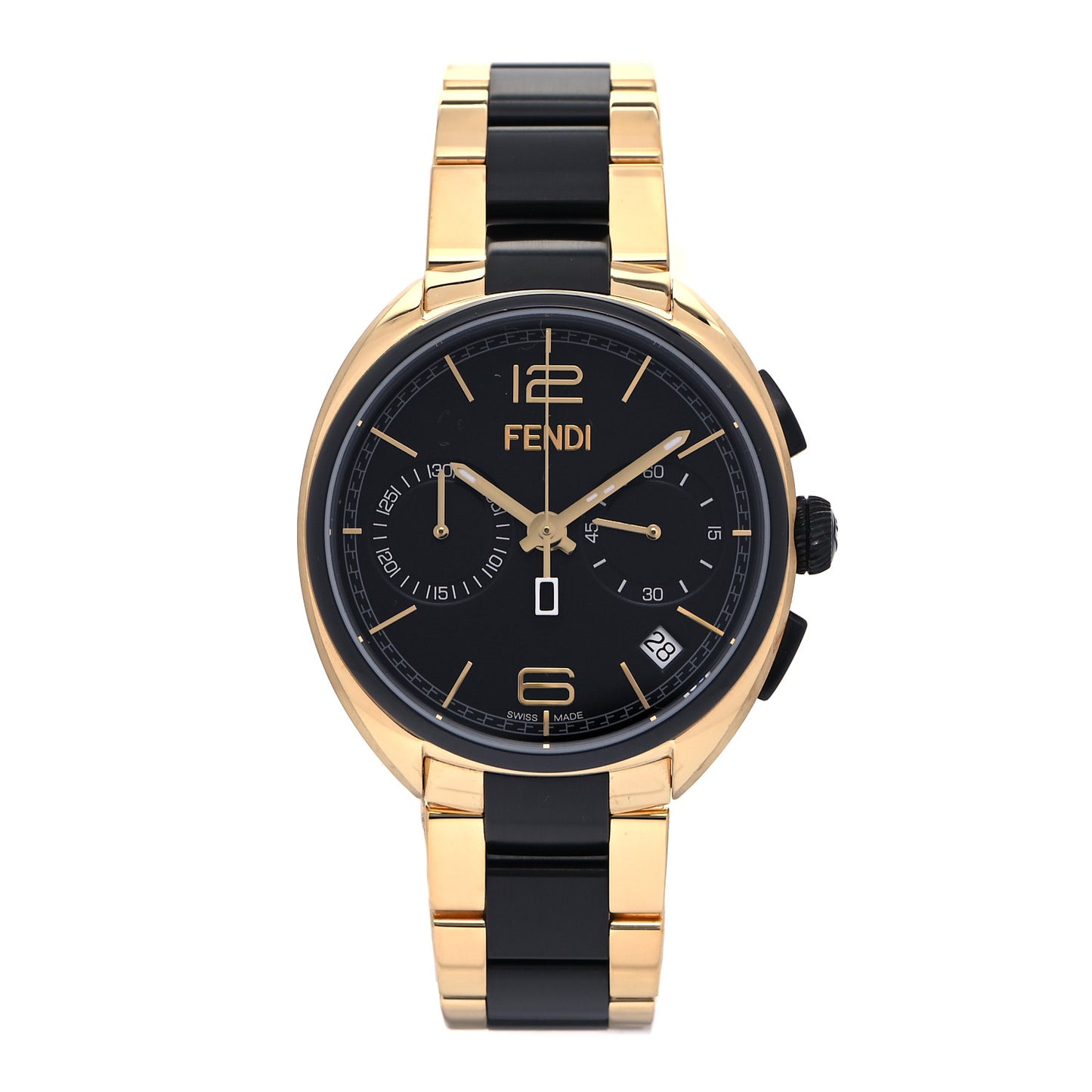 Stainless Steel 40mm Momento Chronograph Two Tone Quartz Watch Black