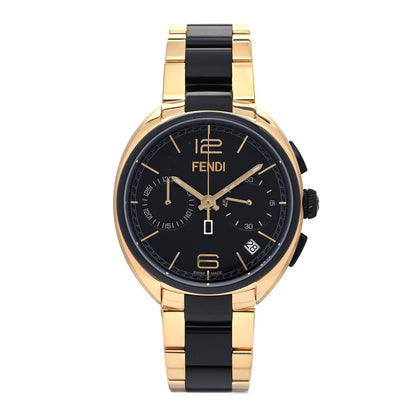 Fendi Stainless Steel 40mm Momento Chronograph Two Tone Quartz Watch Black 1 of 7