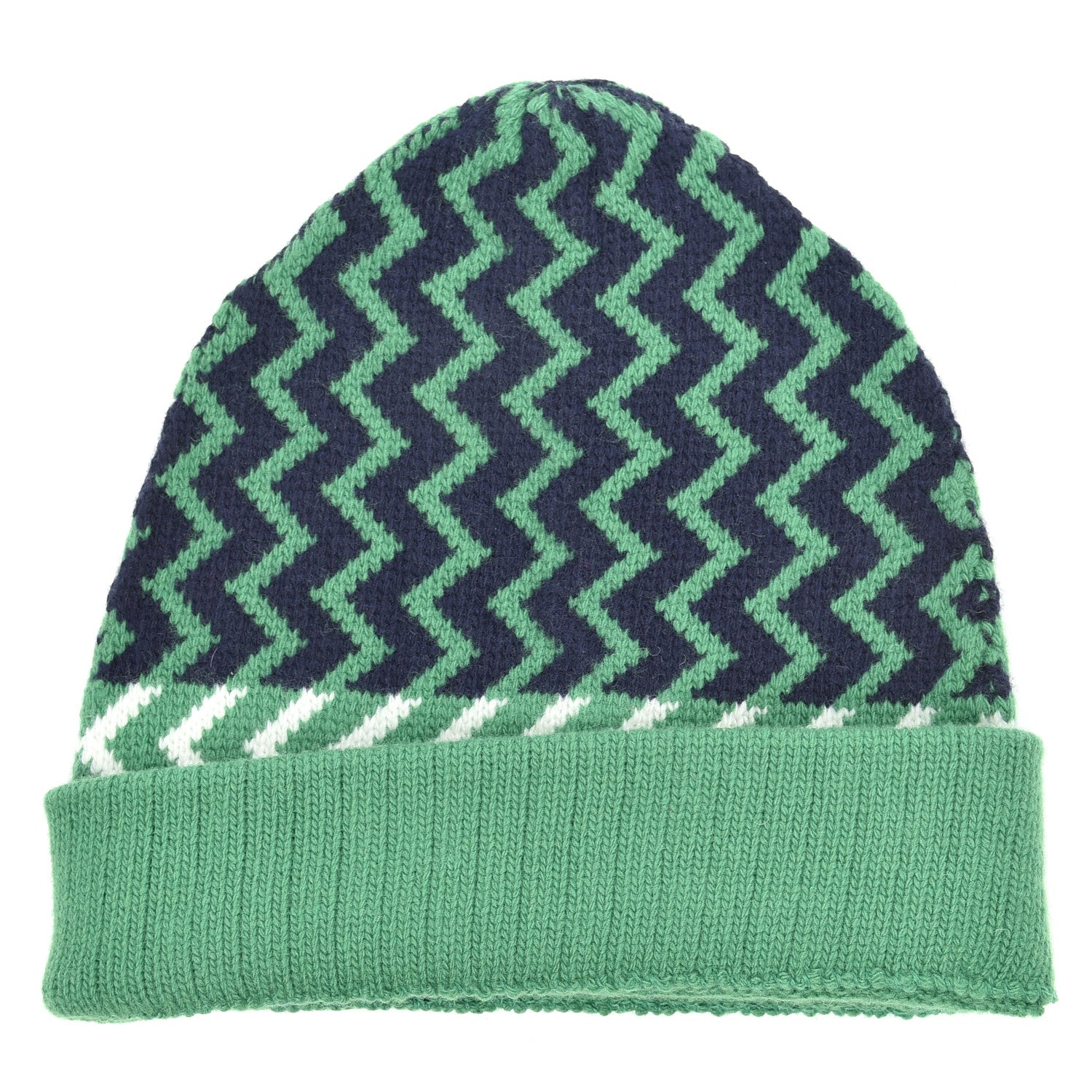 Gucci Wool Tricot Zaggede Beanie Hat M Grass Green Blue 1 of 4