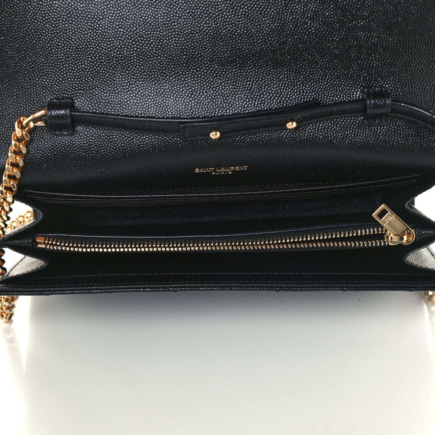 Grain De Poudre Matelasse Chevron Monogram Chain Wallet Black