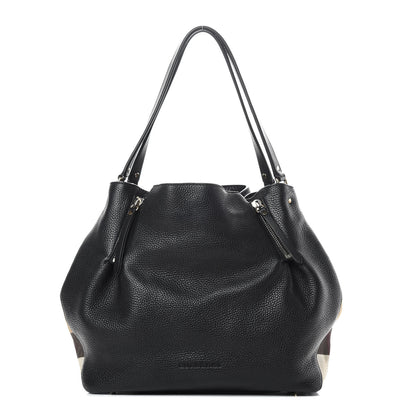 Burberry Grainy Calfskin House Check Medium Maidstone Black 1 of 14