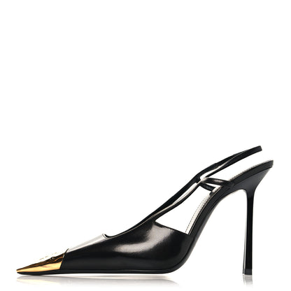 Saint Laurent Smooth Calfskin Jeanne 110 Slingback Pumps 39.5 Black 1 of 9
