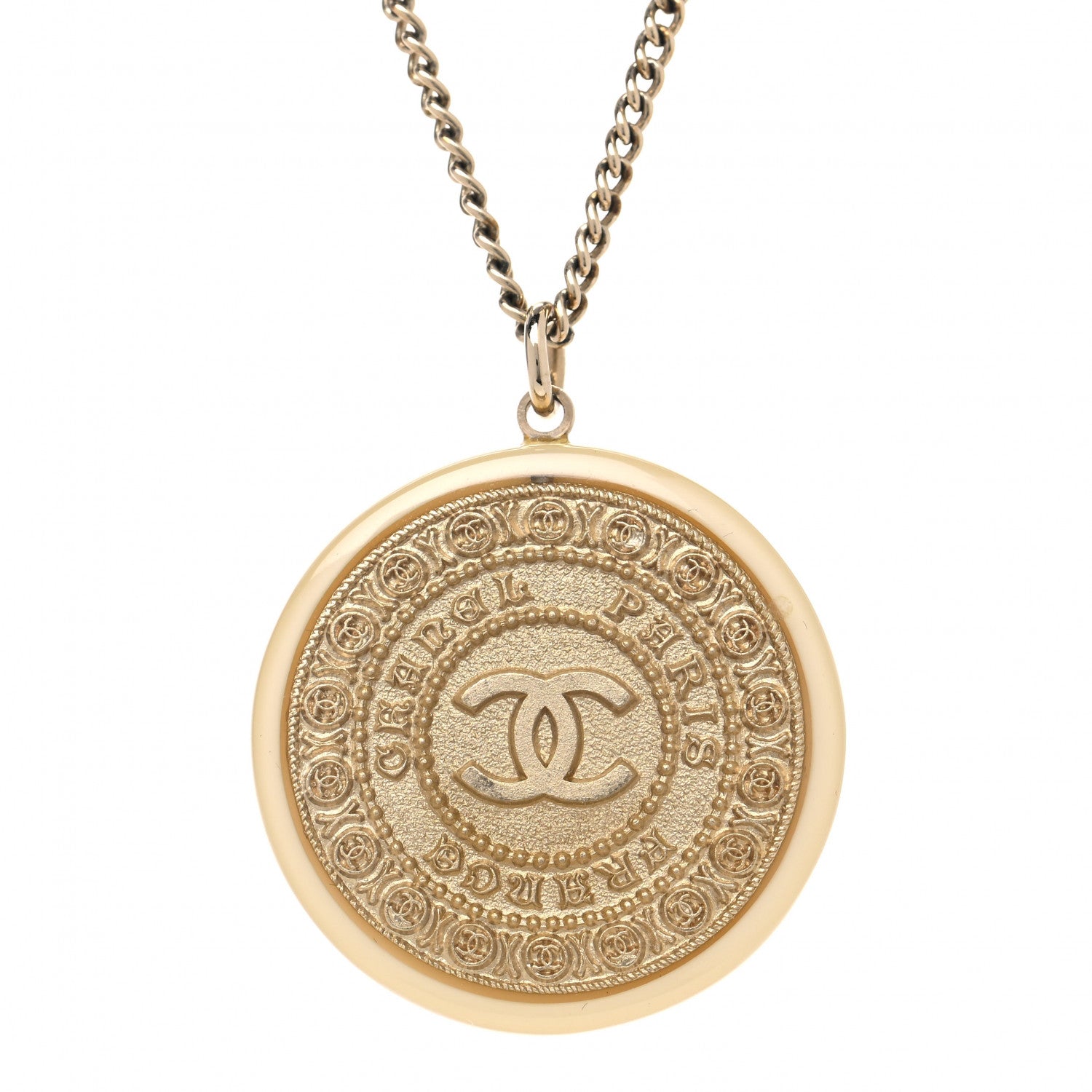Chanel Medallion Chain Necklace Gold 4 of 4