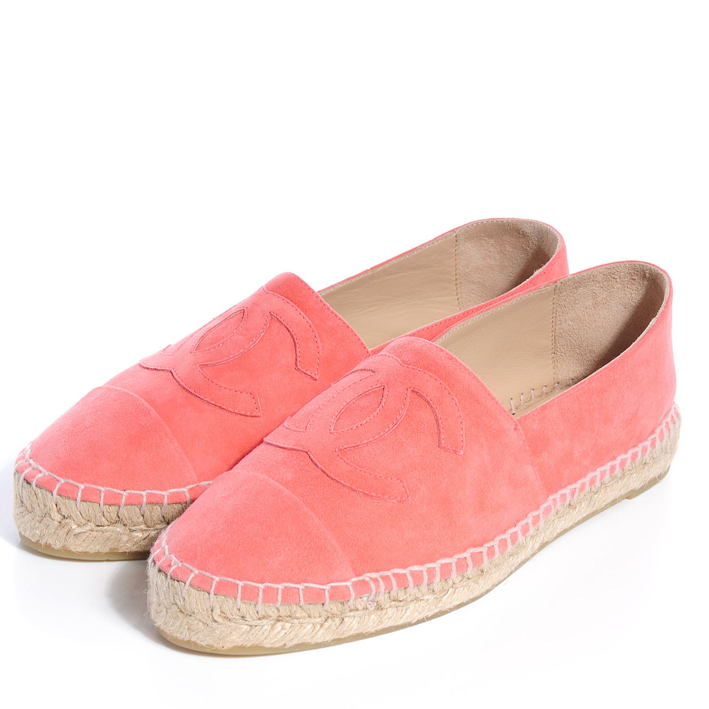 Suede Lambskin Single Sole CC Espadrilles 38 Pink