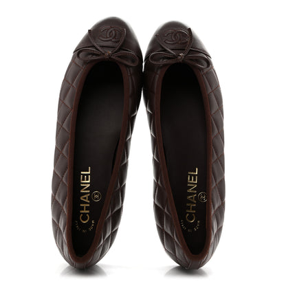 Chanel Lambskin Quilted CC Cap Toe Ballerina Flats 39.5 Chocolate 2 of 11